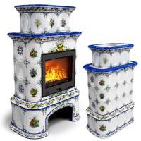 КимрПечь Прованс с дровником центральный двухъярусный Луг (топка: Ладья-700)