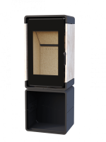 Печь-камин Астов Куб ПК 4581 с каменными панелями на дровнике