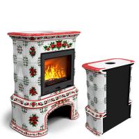 КимрПечь Прованс с дровником пристенный Маки (топка: Ладья-700)