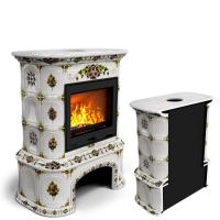 КимрПечь Прованс с дровником пристенный Лето (топка: Ладья-600)