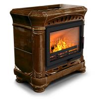 КимрПечь Камин с изразцами Модерн пристенный Каштан (топка: Ладья-700)