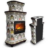 КимрПечь Керамическая печь Истра пристенный двухъярусный Муха (комплектация: Облицовка для топок Ладья-700, Erik-700)