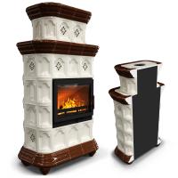 КимрПечь Керамическая печь Истра пристенный двухъярусный Шоколад (комплектация: Облицовка для топок Ладья-600, Antek)