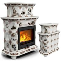 КимрПечь Прованс центральный двухъярусный Зима в лесу (топка: Ладья-700) (топка: Ладья-700)