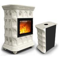 КимрПечь Печь для дома на дровах Истра пристенный Ваниль (комплектация: Облицовка для топки МЛ 700)