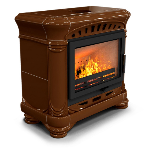 КимрПечь Камин с изразцами Модерн пристенный Шоколад (топка: Ладья-700)