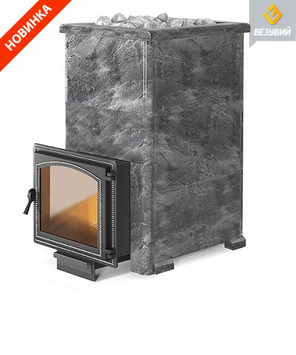 Печь для бани Везувий Легенда Русский Пар 24 (240) в облицовке талькохлорит