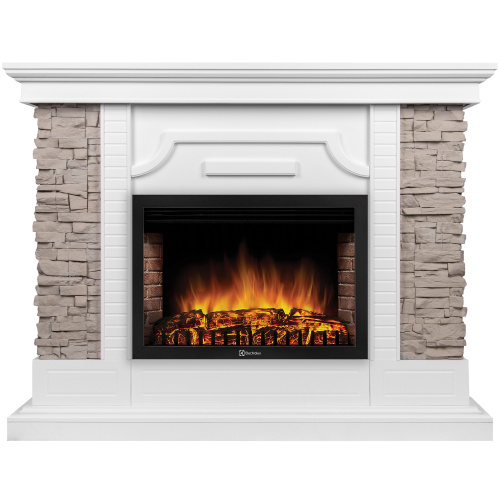 Комплект Портал Firelight Florida 25 белый, серый + Очаг Electrolux EFP/Р-2520LS N