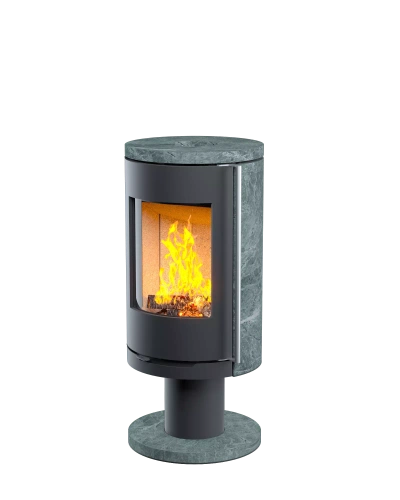 Печь-камин Астов R1.0 N К (с каменными панелями и круглой задней стенкой)