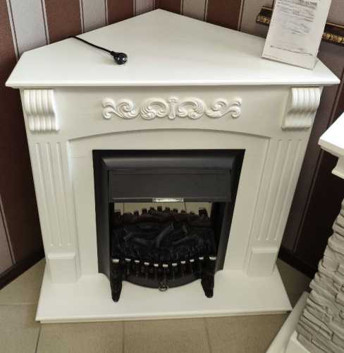 Комплект Угловой Портал RoyalFlame Sorrento Белый дуб + Очаг Fobos FX / Majestic FX