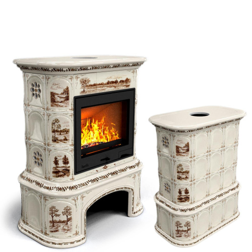 КимрПечь Прованс с дровником центральный Деревня (топка: Ладья-600)