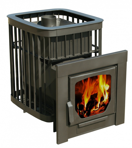 Печь для бани Варвара Каменка мини укороченная топка стекло