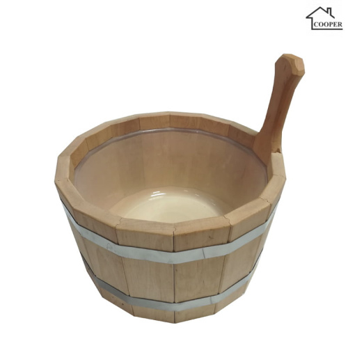 Шайка 5л Бондарь (Cooper) одноручная с пластиковой вставкой ольха ШП-5