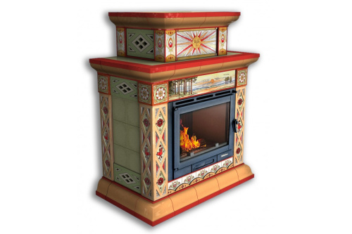 Камин КимрПечь Билибин пристенный двухъярусный Лето