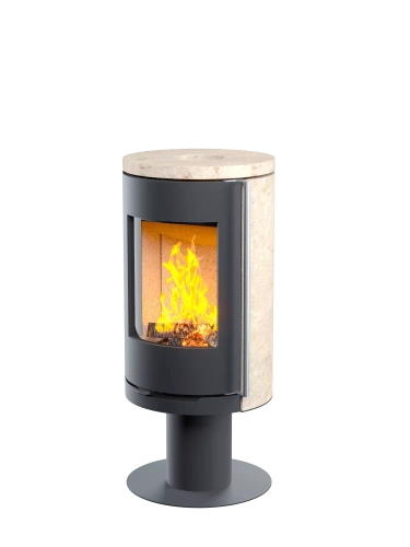 Печь-камин Астов R1.0 N К (с каменными панелями и круглой задней стенкой)