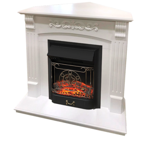 Комплект Угловой Портал RoyalFlame Sorrento Белый дуб + Очаг Fobos FX / Majestic FX