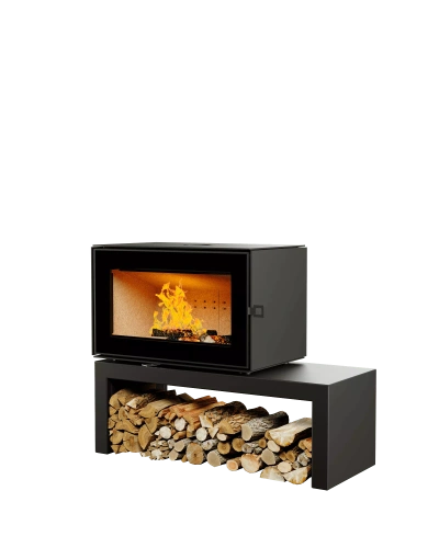 Печь-камин (ASTOV) Астов Куб 800 на подиуме