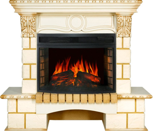 Комплект Портал Royal Flame Pierre Luxe Decor Шампань слоновая кость с патиной + Очаг Royal Flame Dioramic 25 LED FX