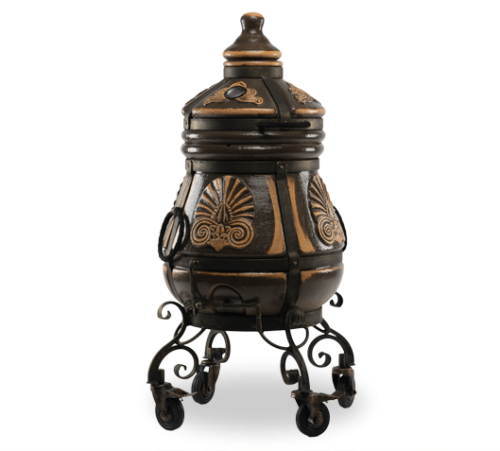 Тандыр ЭКО Греческий с откидной крышкой и откидным поддувалом на колесах