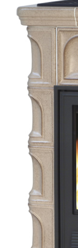 Печь-камин ABX Britania KPI, белый цоколь - вставка КОМБО, с допуском воздуха извне