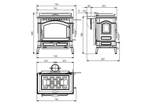 Печь-камин La Nordica Isotta con cerchi Evo (черный антрацит)