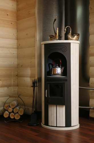 Печь отопительно-варочная Ферингер Лада Ламель "Окаменевшее дерево" перенесенный рисунок до 150 м3