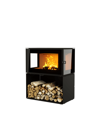 Печь-камин АСТОВ ASTOV КУБ 3С 800 на дровнике