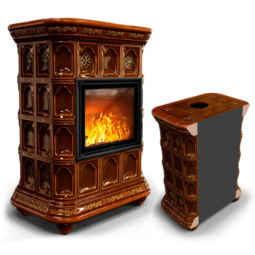 КимрПечь Истра пристенный Каштан (комплектация: Облицовка для топки МЛ 700)