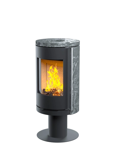 Печь-камин Астов R1.0 N К (с каменными панелями и круглой задней стенкой)